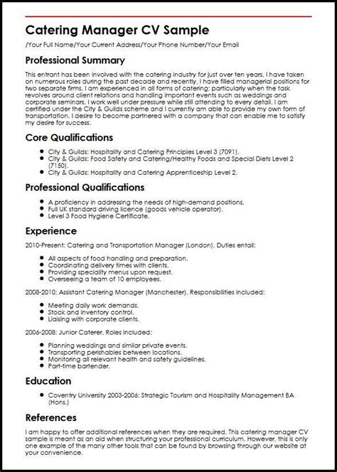 Catering Manager Resume Example Pdf Awesomethesis X F