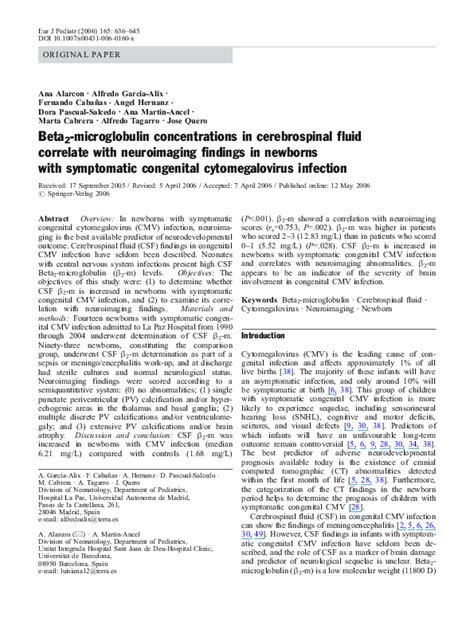 Pdf Beta 2 Microglobulin Concentrations In Cerebrospinal Fluid Correlate With Neuroimaging