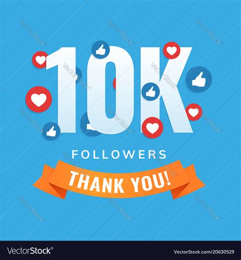 10k Followers Social Sites Post Greeting Card Vector Image