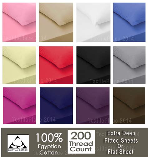 Luxury 100 Egyptian Cotton Fitted Sheets Flat Sheet 200tc Single