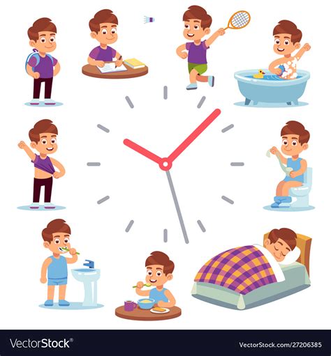 Daily Routine Clocks Royalty Free Vector Image