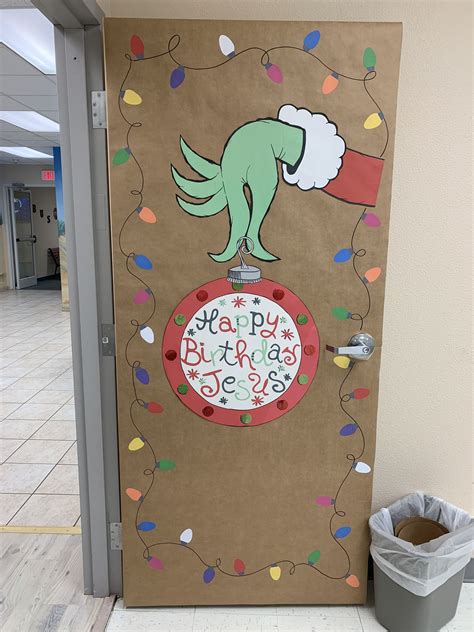 the grinch classroom door ornament happy birthday jesu… door decorations classroom christmas