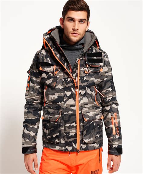 Mens Ultimate Snow Service Jacket In Black Ice Camo Superdry