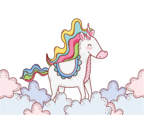 Unicorn On Clouds Cartoons Stock Vector Illustration Of Color 128017356