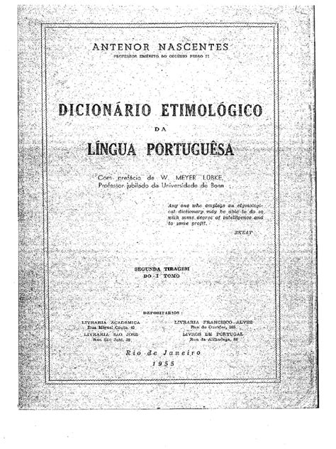 Dicionário Etimológico Da Língua Portuguesa De Antenor Nascentes Pdf