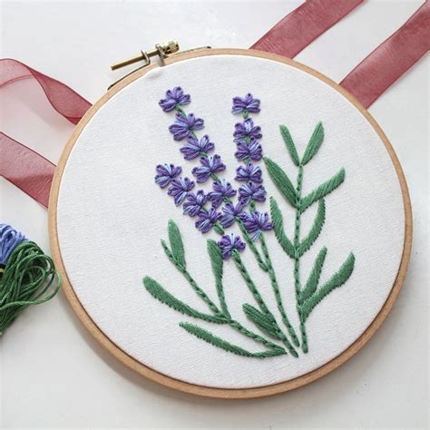 Lavender Hand Embroidery Pattern Floral Design Digital Pdf Etsy