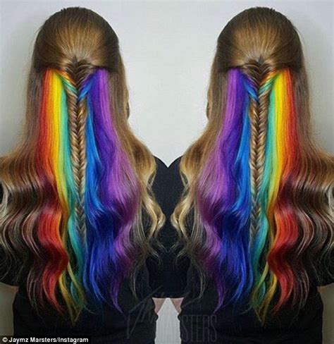 Women Show Off Their Hidden Secret Rainbow Hair Colour