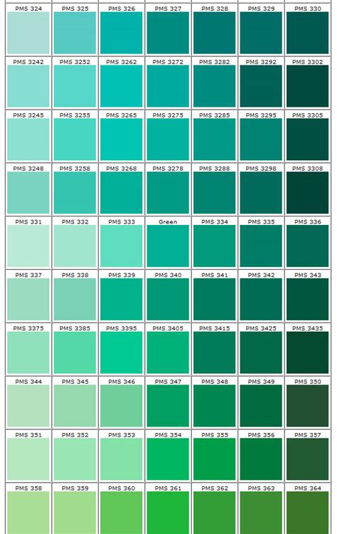 Colour Chart Green Shades Image To U