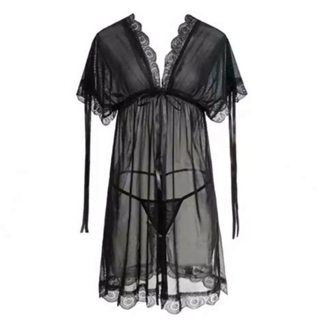 Jual Lingerie Wanita Lace Transparan Baju Tidur Ukuran Jumbo Pakaian