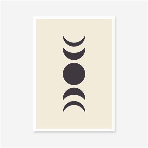 Moon Phases Abstract Minimalist Wall Art Design Part Of A Set Of Three