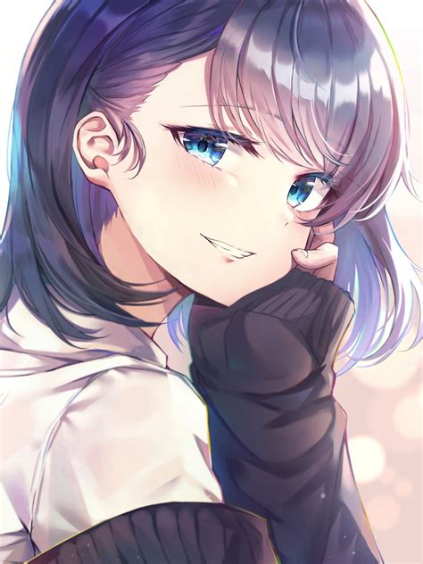 Download 1536x2048 Anime Girl Smiling Pretty Cute Blue