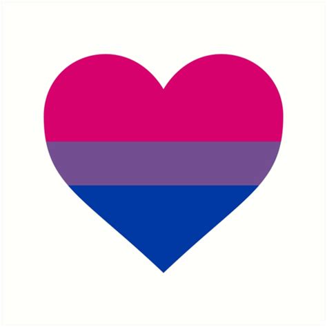 Bisexual Pride Flag Heart Shape Art Prints By Seren0 Redbubble