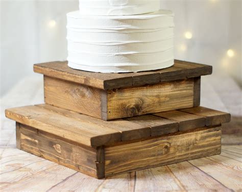 10 12 Wood Cake Stand Set Rustic Wedding Decor Etsy Wood Cake Stand