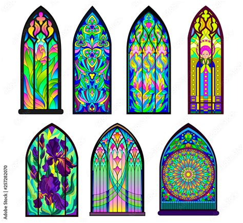 Vecteur Stock Gothic Architectural Style With Pointed Arch Set Of