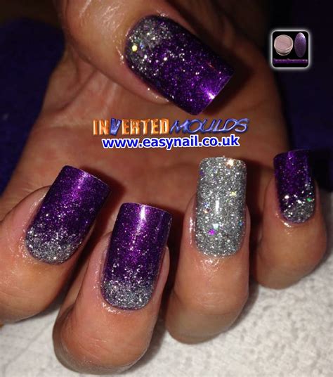 Our Deep Purple Acrylic With Silver Glitter Fades By Laura Denton Nails