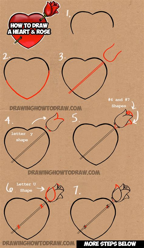Https://flazhnews.com/draw/heart How To Draw A Rose Step By Step