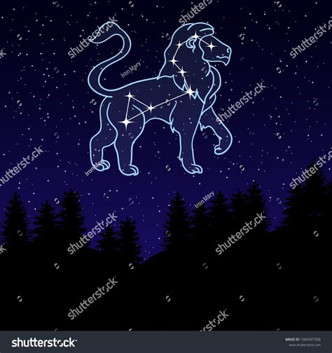Vector Illustration Of A Night Sky With The Constellation Of Leo