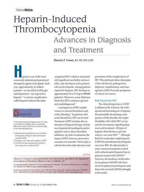 Pdf Heparin Induced Thrombocytopenia Advances In Diagnosis And Treatment