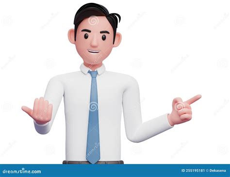 Businessman In White Doing Come Here Gesture And Pointing To The Side