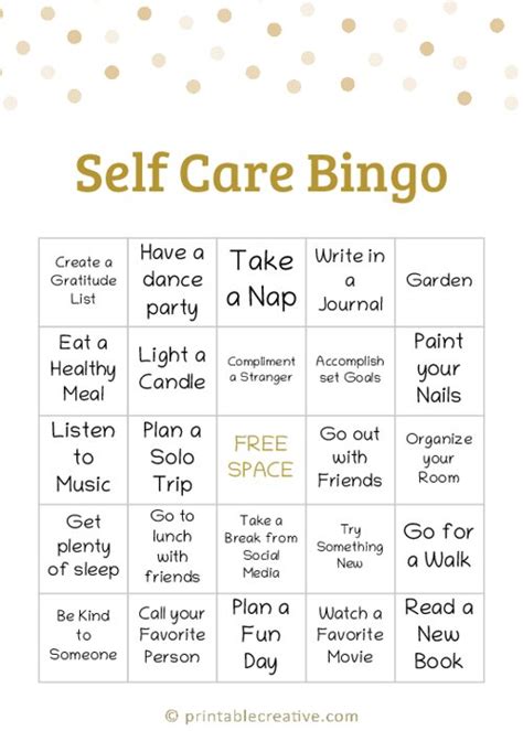 Printable Self Care Bingo Create Your Own Bingo