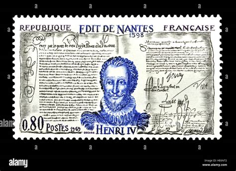 French Postage Stamp 1969 Edict Of Nantes Edit De Nantes Signed