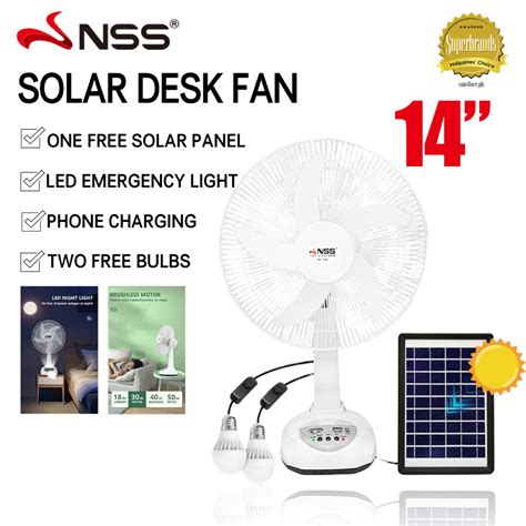 Nss 14solar Fan Solar Electric Rechargeable Fan Free 5w Solar Panel