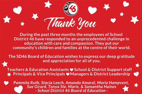 Thank You Board Message School District 46