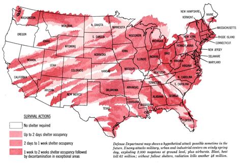 Map Hypothetical Nuclear Fallout Map Depicted By The Department Of