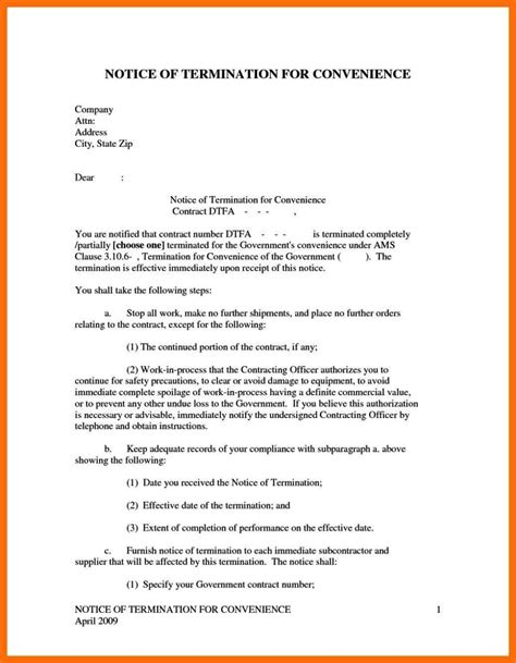 Notice Of Termination Of Contract Template - SampleTemplatess ...