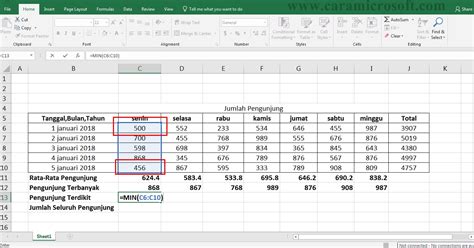 Cara Menghitung Angka Terkecil Dengan Rumus Min Di Excel Kuat Belajar