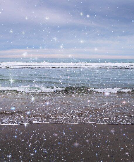 Dreamy Ocean Waves Sparkly Aesthetic Poster By Ind3finite Sparkly