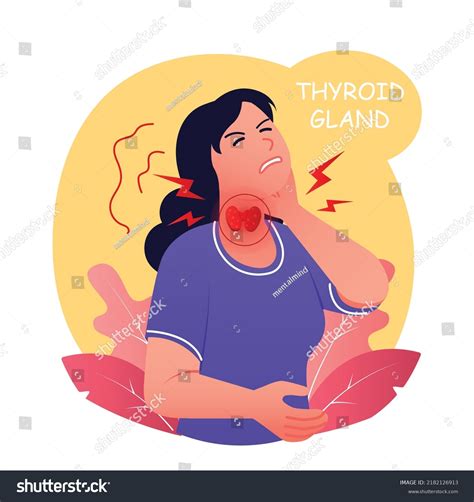 Thyroid Problems Concept Young Girl Has Stock Vector Royalty Free