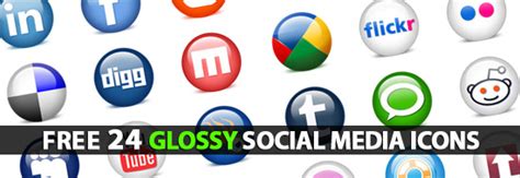 Glossy Social Media Icons24 Icons Including Psd File Icons Graphic