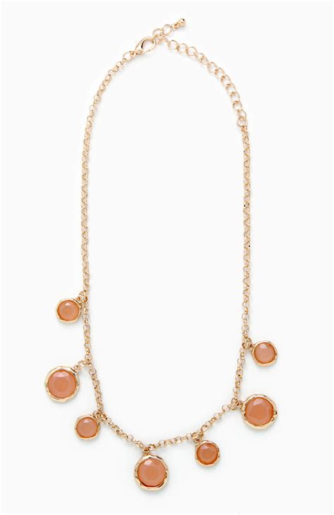 Flesh Stone Charm Necklace In Pink Dailylook