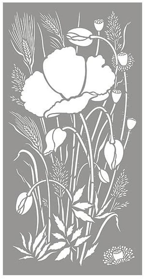 LARGE Wild Poppy Grasses Stencil Etsy Stencil Art Stencils
