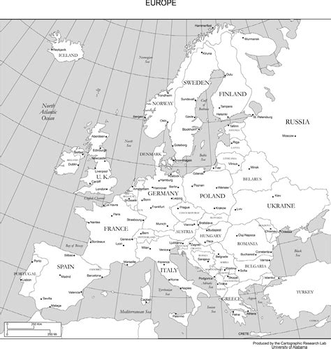 Map Of Europe Black And White Printable With Names That Are Lively