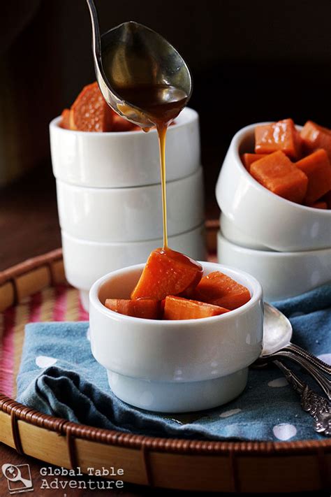 See these phrases in any combination of two languages in the phrase finder. Sweet Potatoes in Coconut Caramel Sauce | Global Table Adventure