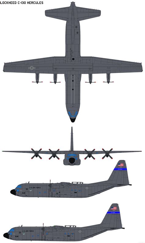 Lockheed C 130 Hercules Blueprints Free Outlines