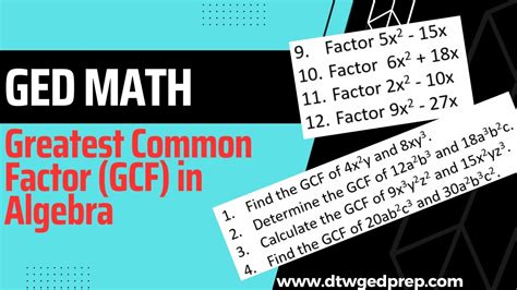 Ged Math Greatest Common Factor In Algebra Youtube