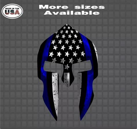Police Officer Thin Blue Line Spartan Helmet Vinyl Decal Sticker 450