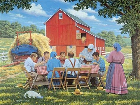 Landleben American Folk Art Painting Farm Art