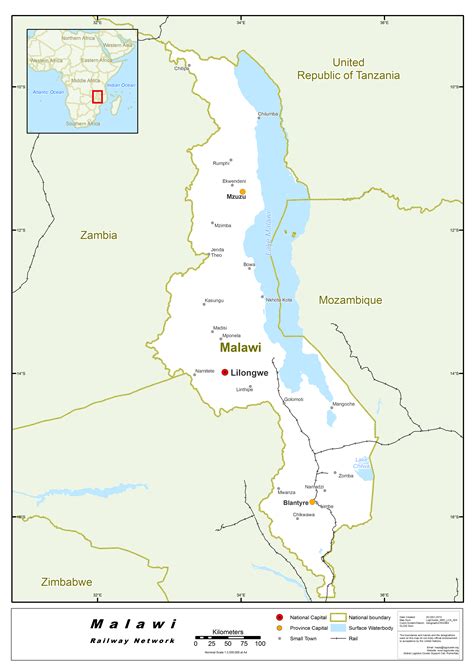 Large Detailed Railway Network Map Of Malawi Malawi Africa