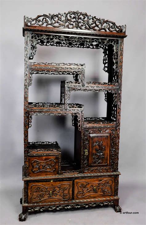 Large Carved Chinese Bookcase Ca 1900 Antique Furniture Makeover