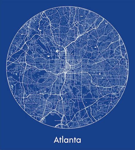 Premium Vector City Map Atlanta United States North America Blue