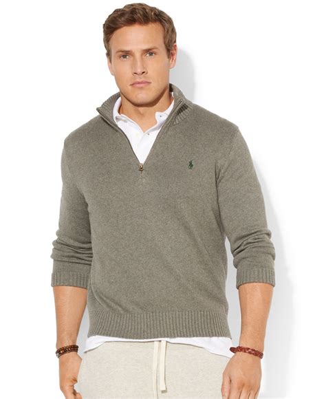 Lyst Polo Ralph Lauren Big And Tall Half Zip Mockneck Sweater In Gray