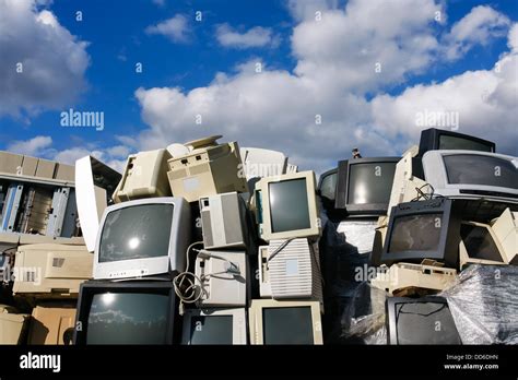 Junked Crts Computer Monitors Tvs And Old Printers For Recycling Or