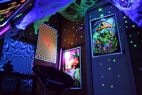Black Light Room Hippy Bedroom Psychedelic Decor Room Inspiration