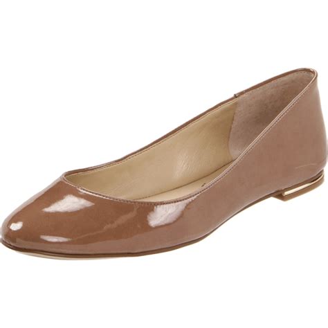 Nine West Onhigh Ballet Flat In Brown Light Brown Patent Synthetic Lyst