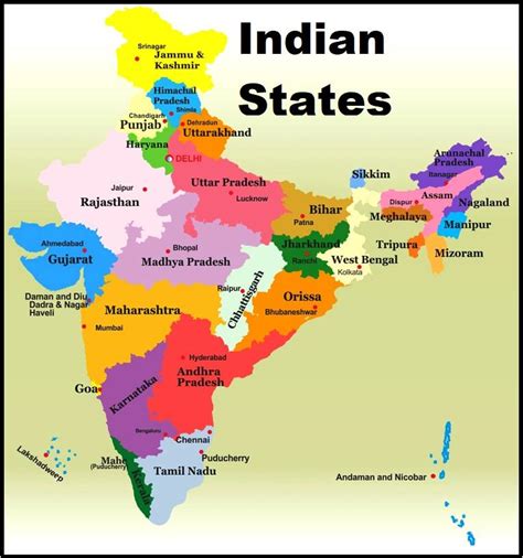 States And Capitals Of India States And Uts