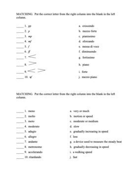 Fruit and vegetables, musical instruments and. 6th grade music quiz on musical symbols, dynamics, tempo vocabulary